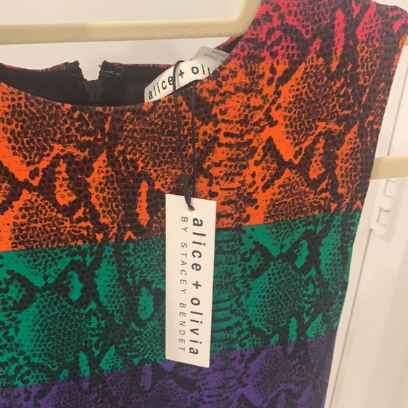 SOLD! 🛑Alice + Olivia Delora Rainbow🌈Snake Print Dress 2 - Picture 8 of 8